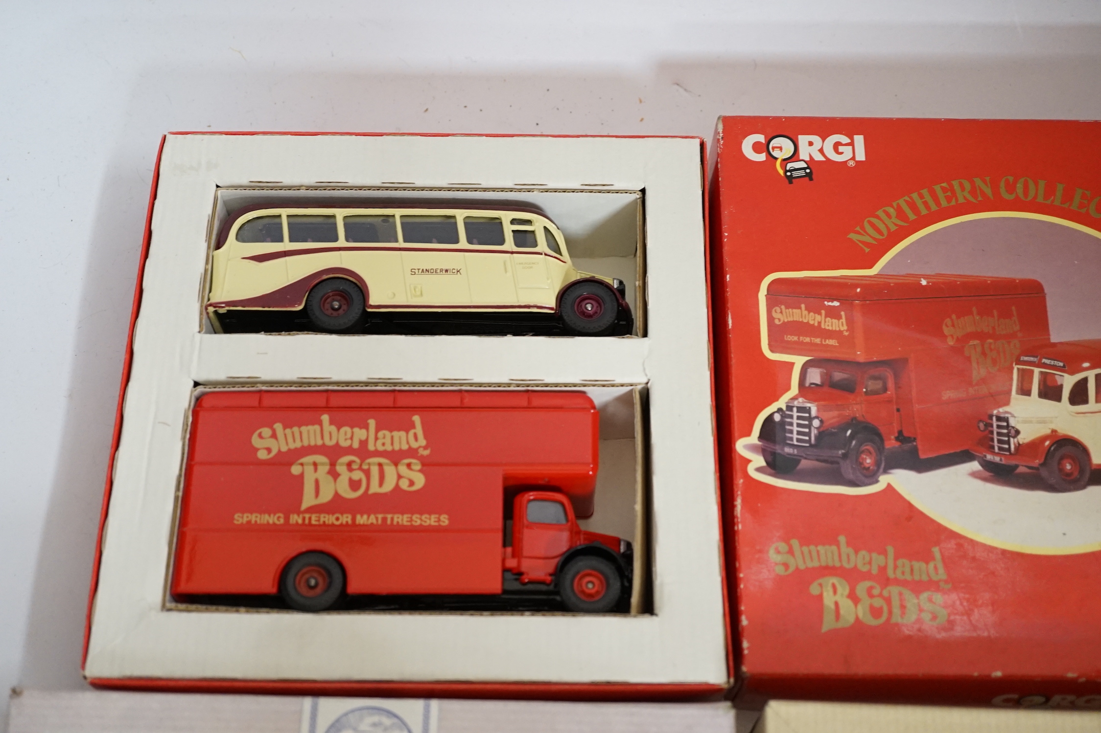 Eleven boxed diecast vehicles by Corgi, EFE, matchbox, etc. and a boxed Lansdowne Models 1:43 scale white metal 1948 Wolseley 18/85 Series III
